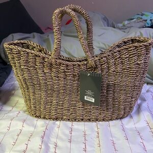 Woven Straw Tote Bag in Brown - Classic Everyday Carry